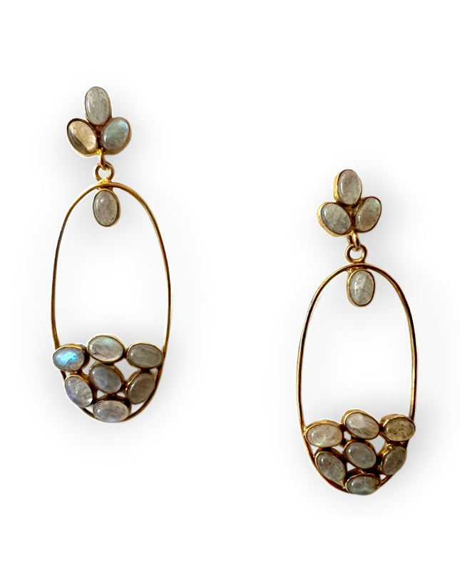 Shimmering ovals labradorite earrings with hoops - Sundara Joon