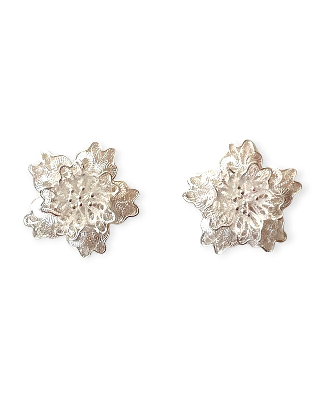 Silver filigree ball and flower stud earrings - Sundara Joon