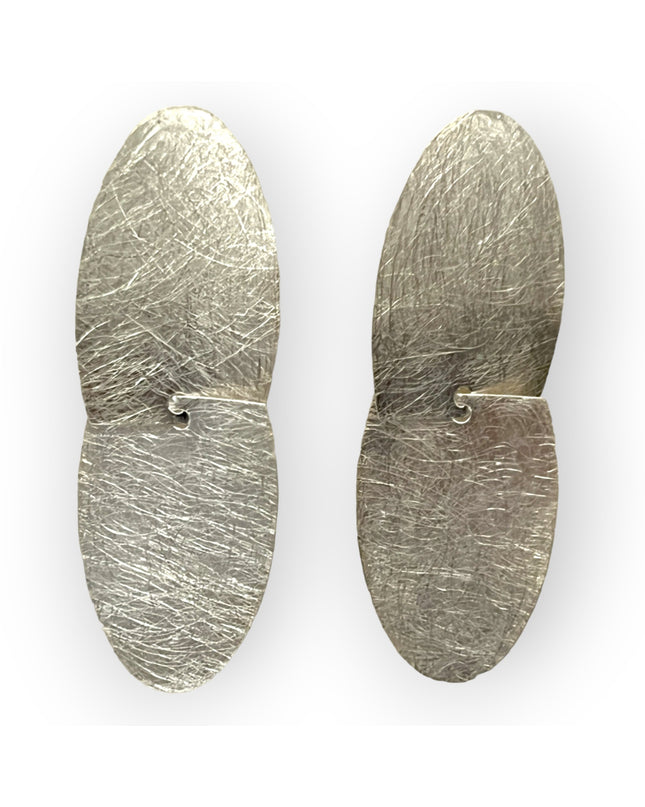 Silver modern oval drop statement earring - Sundara Joon