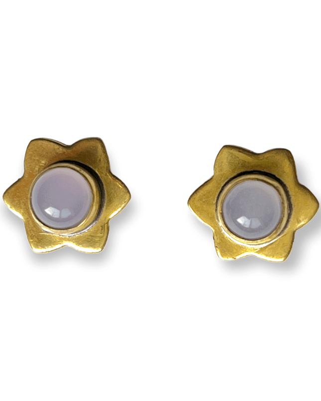 Simple star brass and gemstone stud earrings - Sundara Joon