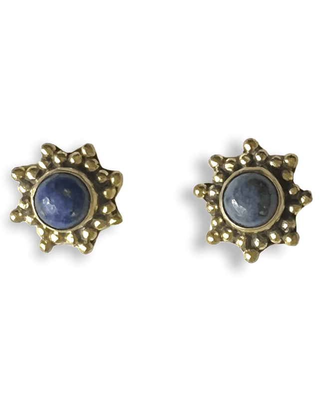 Simple star brass and gemstone stud earrings - Sundara Joon