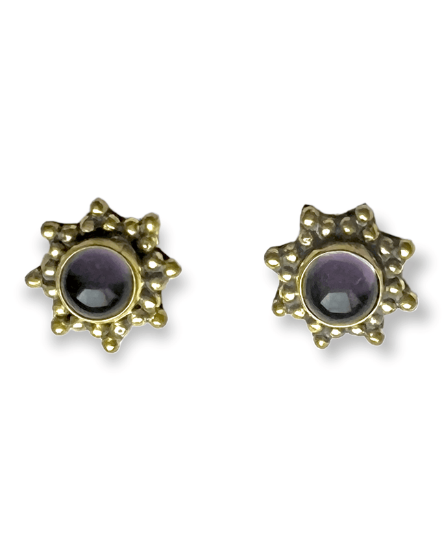 Simple star brass and gemstone stud earrings - Sundara Joon