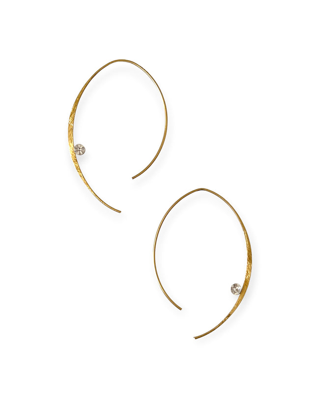 Slender hoop earrings with crystal - Sundara Joon