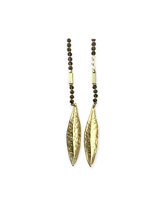 Smoky quartz leaf lariat necklace - Sundara Joon