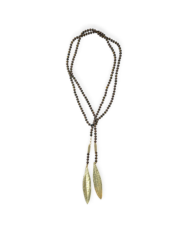 Smoky quartz leaf lariat necklace - Sundara Joon