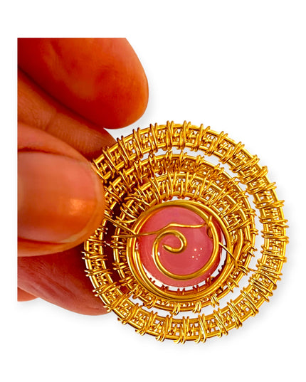 Spiral pendant with bright colored stone - Sundara Joon