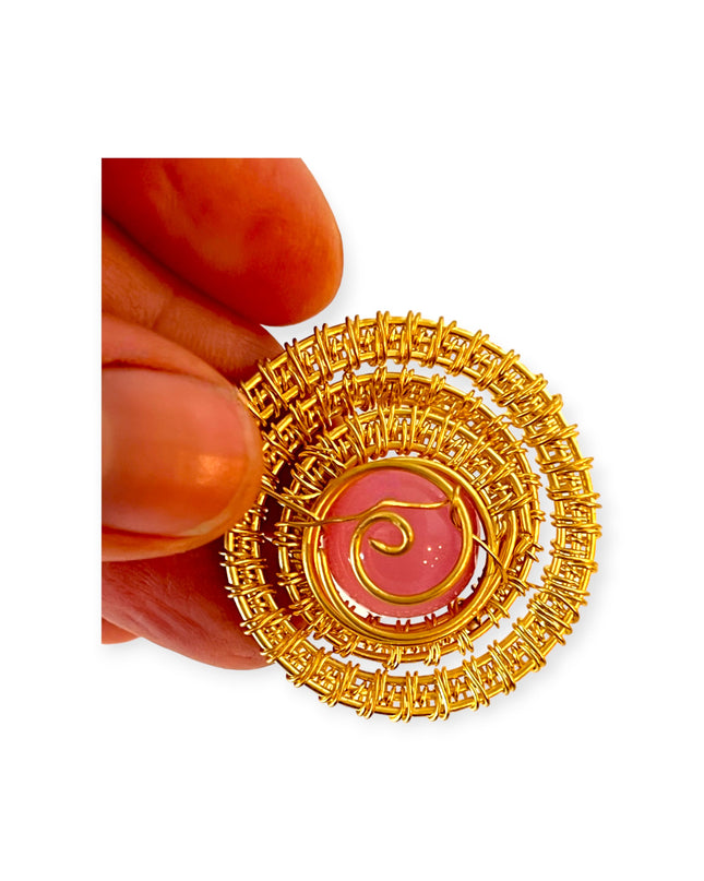 Spiral pendant with bright colored stone - Sundara Joon