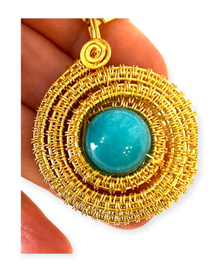 Spiral pendant with bright colored stone - Sundara Joon