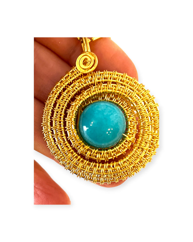 Spiral pendant with bright colored stone - Sundara Joon