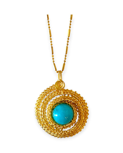 Spiral pendant with bright colored stone - Sundara Joon