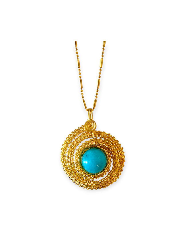 Spiral pendant with bright colored stone - Sundara Joon