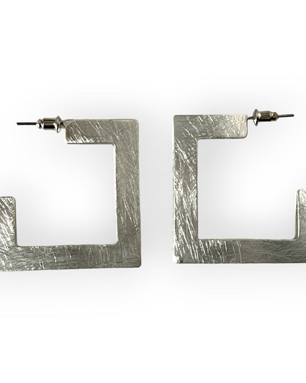 Square shaped brush metal earrings - Sundara Joon