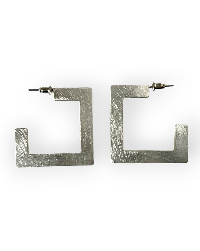 Square shaped brush metal earrings - Sundara Joon