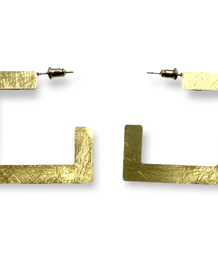 Square shaped brush metal earrings - Sundara Joon