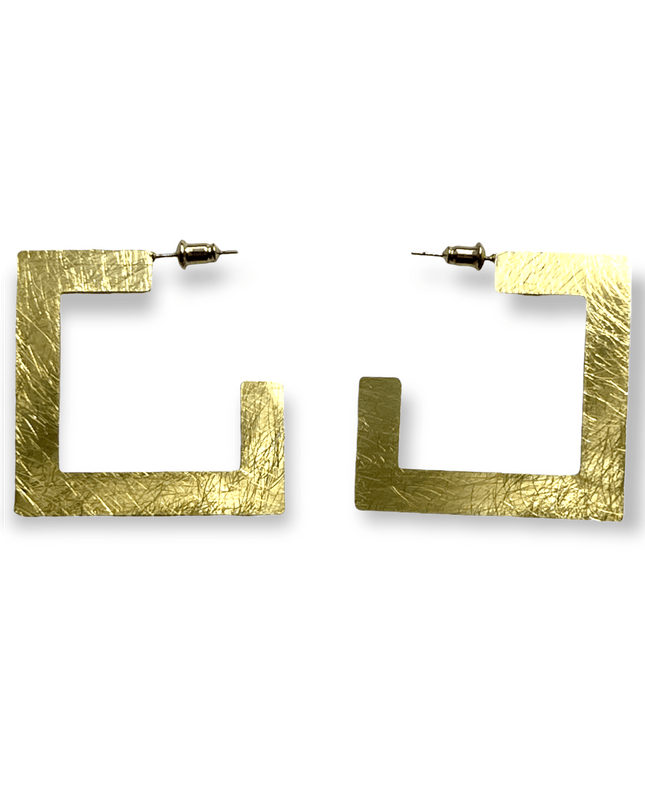 Square shaped brush metal earrings - Sundara Joon