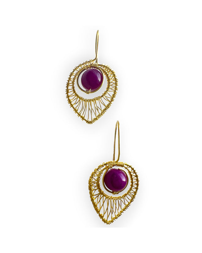 Tear shaped gemstone woven drop earrings - Sundara Joon