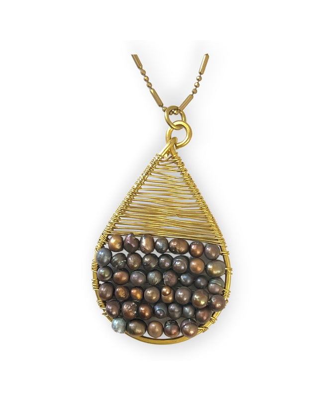 Tear shaped pearl pendant necklaceSundara Joon