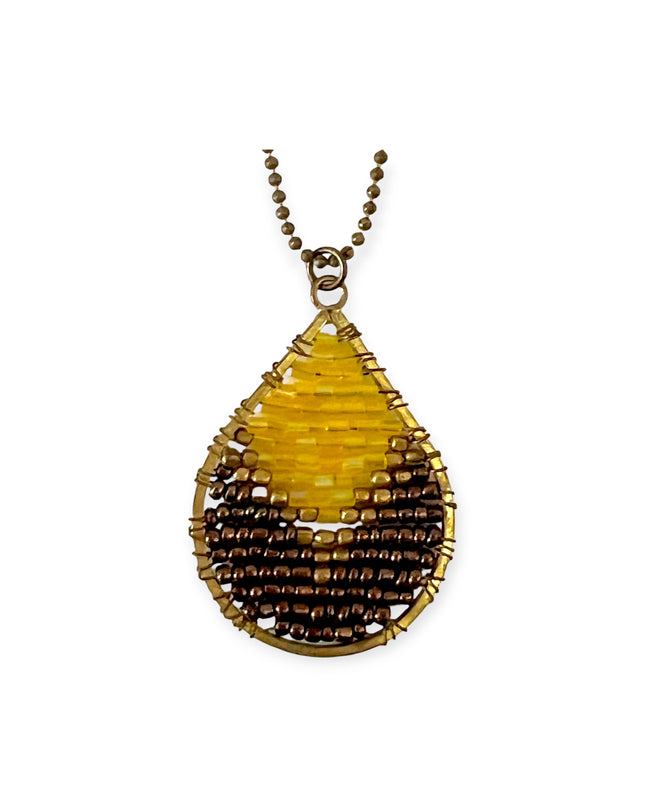 Teardrop beaded pendant necklace on a chain - Sundara Joon