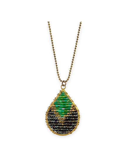 Teardrop beaded pendant necklace on a chain - Sundara Joon