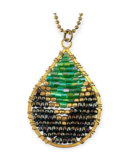 Teardrop beaded pendant necklace on a chain - Sundara Joon