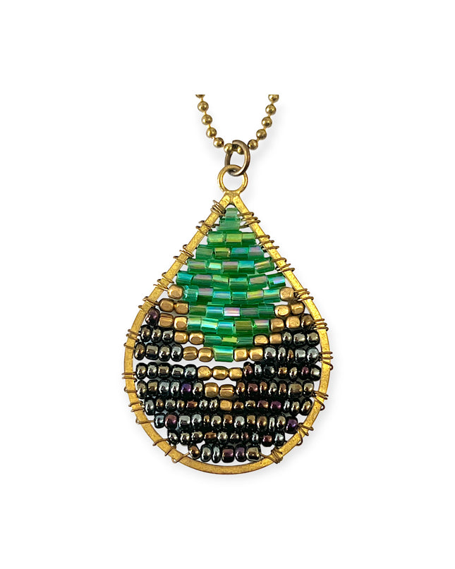 Teardrop beaded pendant necklace on a chain - Sundara Joon