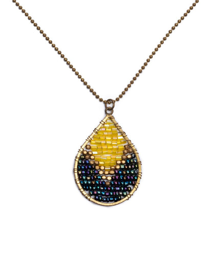 Teardrop beaded pendant necklace on a chain - Sundara Joon