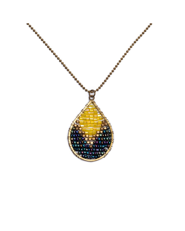 Teardrop beaded pendant necklace on a chain - Sundara Joon