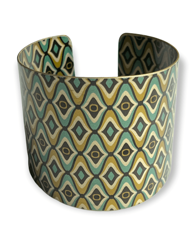 Travel inspired patterned brass cuff bracelet - Sundara Joon