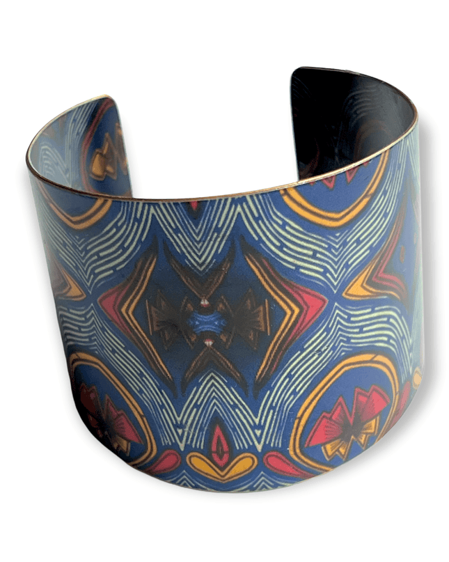 Travel inspired patterned brass cuff bracelet - Sundara Joon