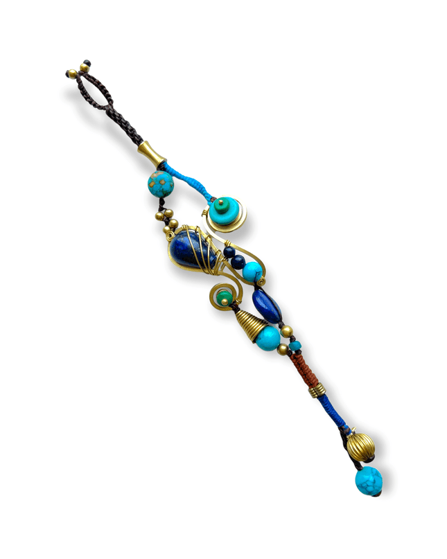 Tribal lapis lazuli and turquoise beaded bracelet - Sundara Joon