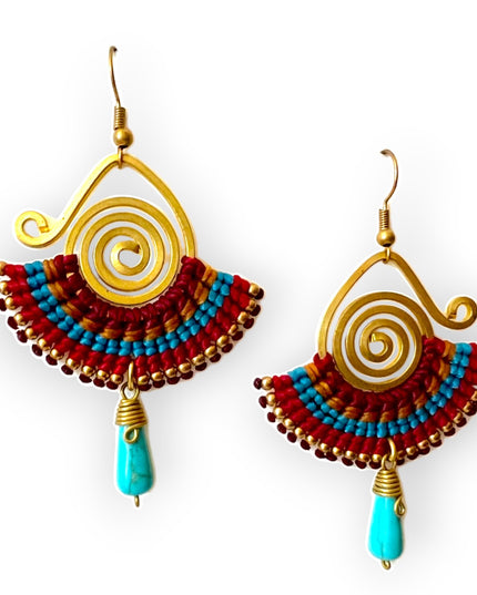 Swirl with a colorful fan earrings for a tribal look - Sundara Joon