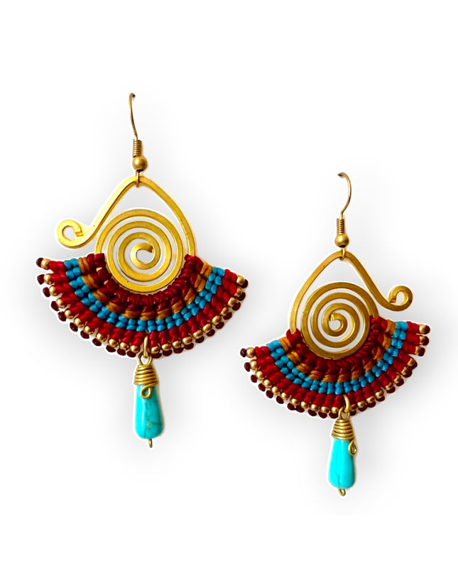 Swirl with a colorful fan earrings for a tribal look - Sundara Joon