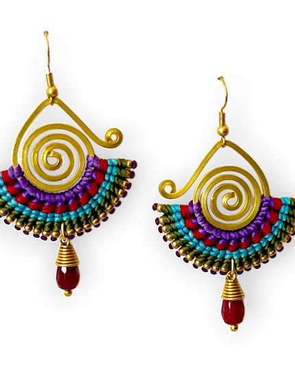 Swirl with a colorful fan earrings for a tribal look - Sundara Joon