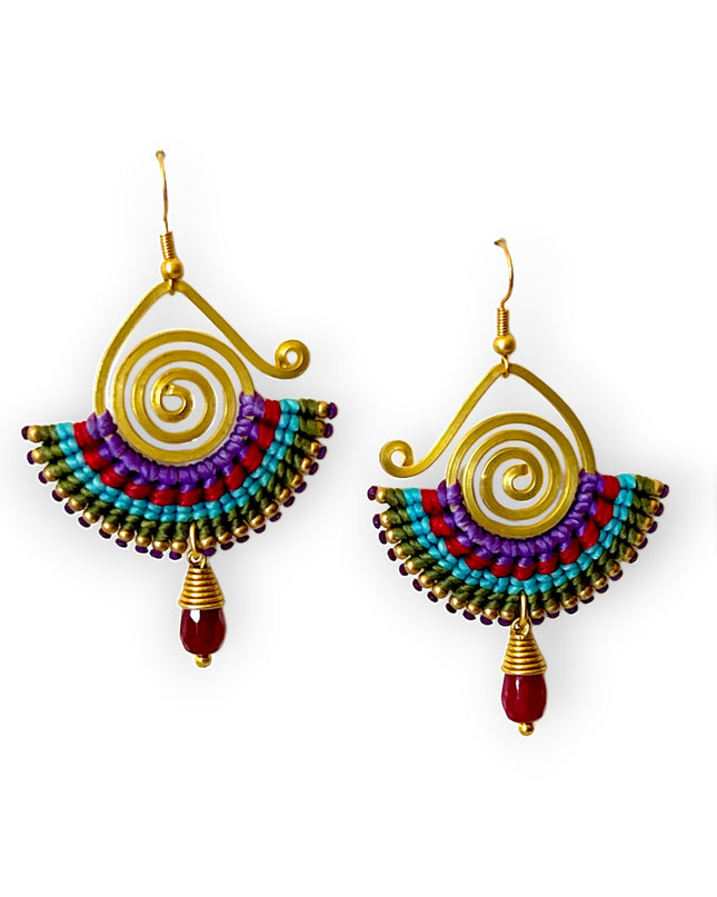 Swirl with a colorful fan earrings for a tribal look - Sundara Joon