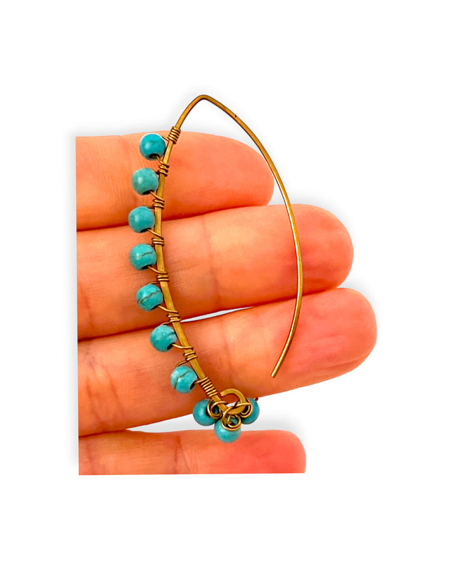 Turquoise beaded hoop drop earrings - Sundara Joon