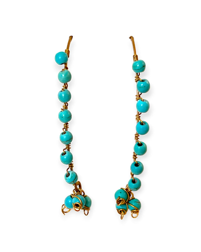 Turquoise beaded hoop drop earrings - Sundara Joon