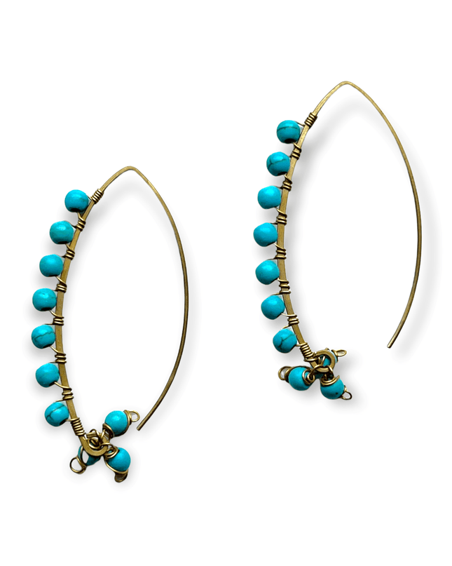 Turquoise beaded hoop drop earrings - Sundara Joon